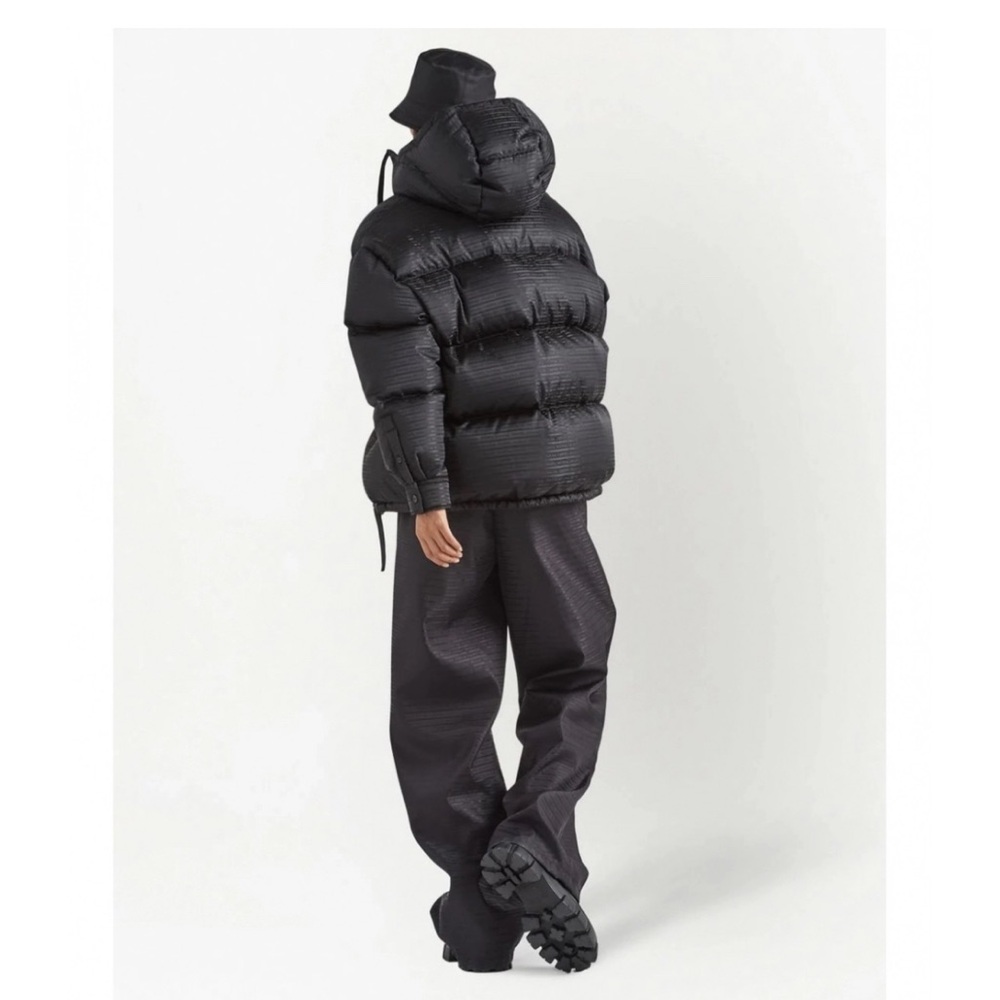 PRADA Logo-Jacquard Hooded Re-Nylon Down Jacket Black Size 38 - Picture 3 of 8
